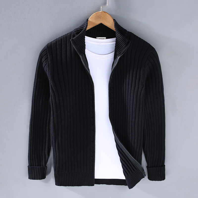 Herren Strickcardigan Reißverschluss Freizeit Grau