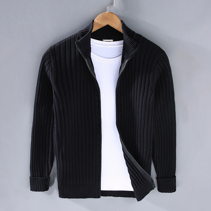 Herren Strickcardigan Reißverschluss Freizeit Grau