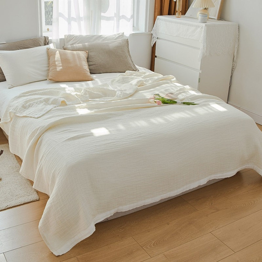 Baumwoll-Mehrschichtdecke Deluxe Musselin Weiß