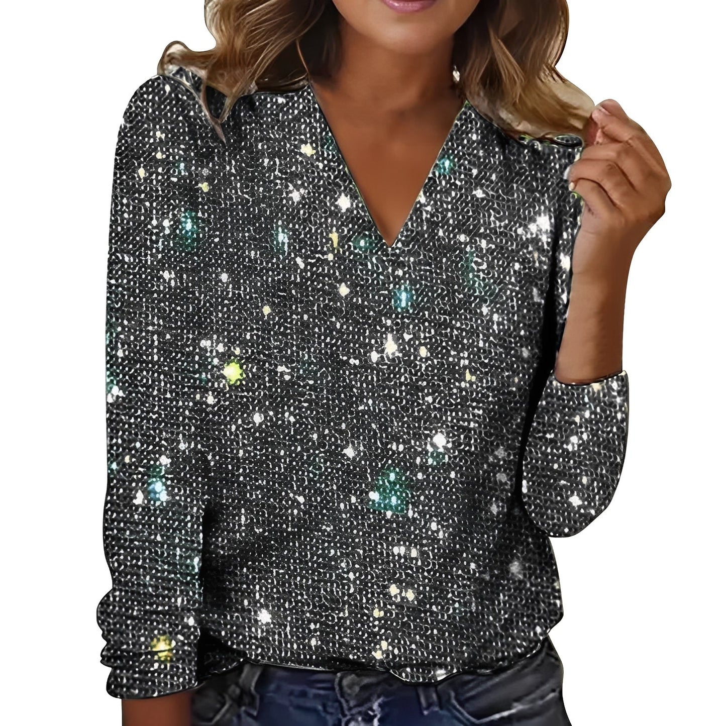 Damen Bluse Glitzernd Elegante