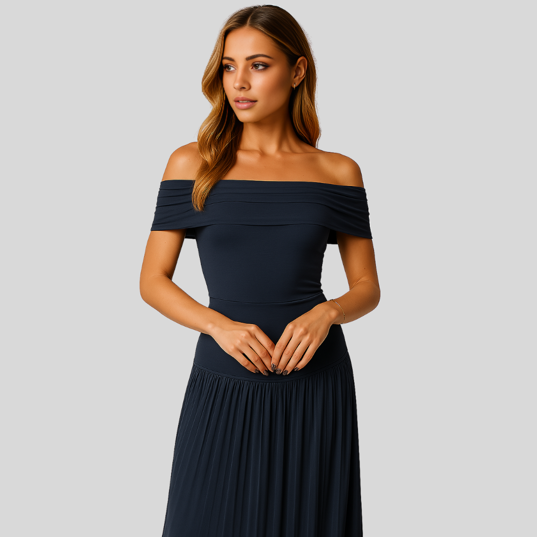 Damen Maxikleid Hochzeitsgast Gefaltet Weiß