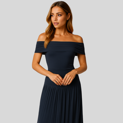 Damen Maxikleid Hochzeitsgast Gefaltet Weiß