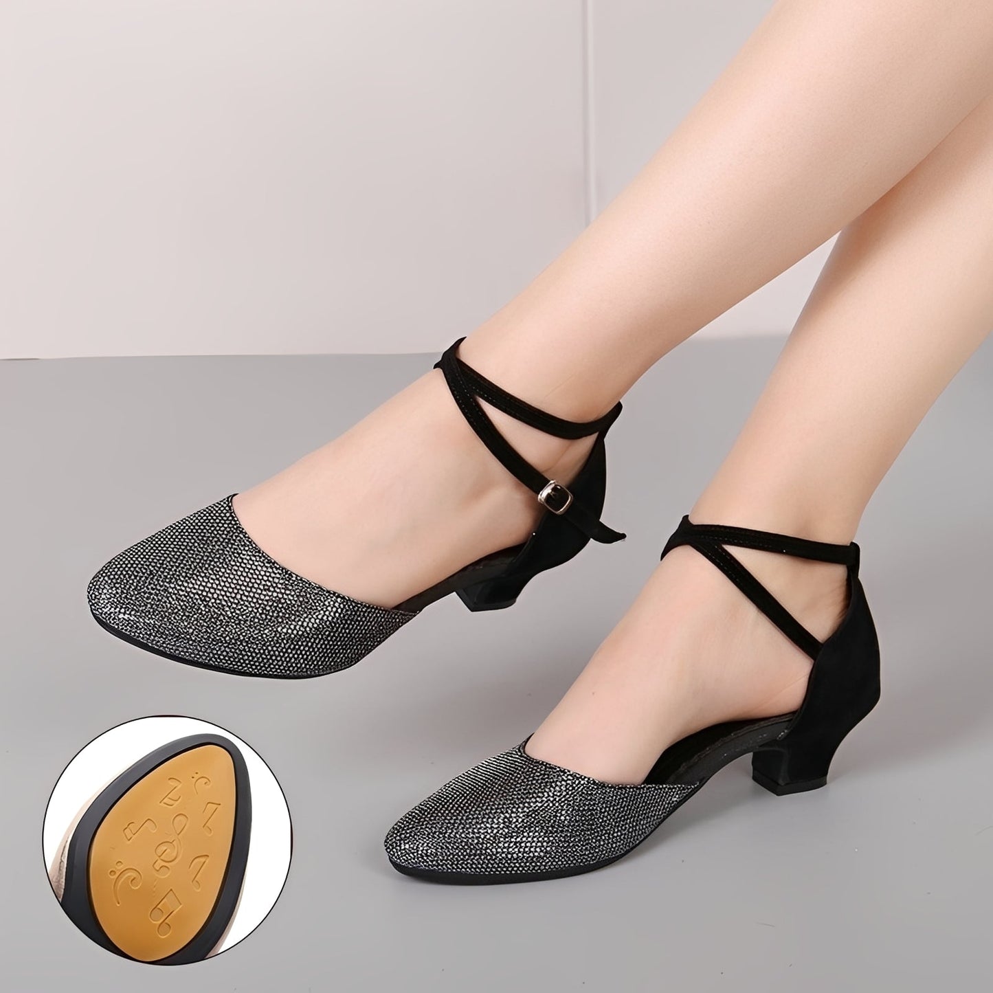 Damen Glitzersandalen Elegantes Design Silber