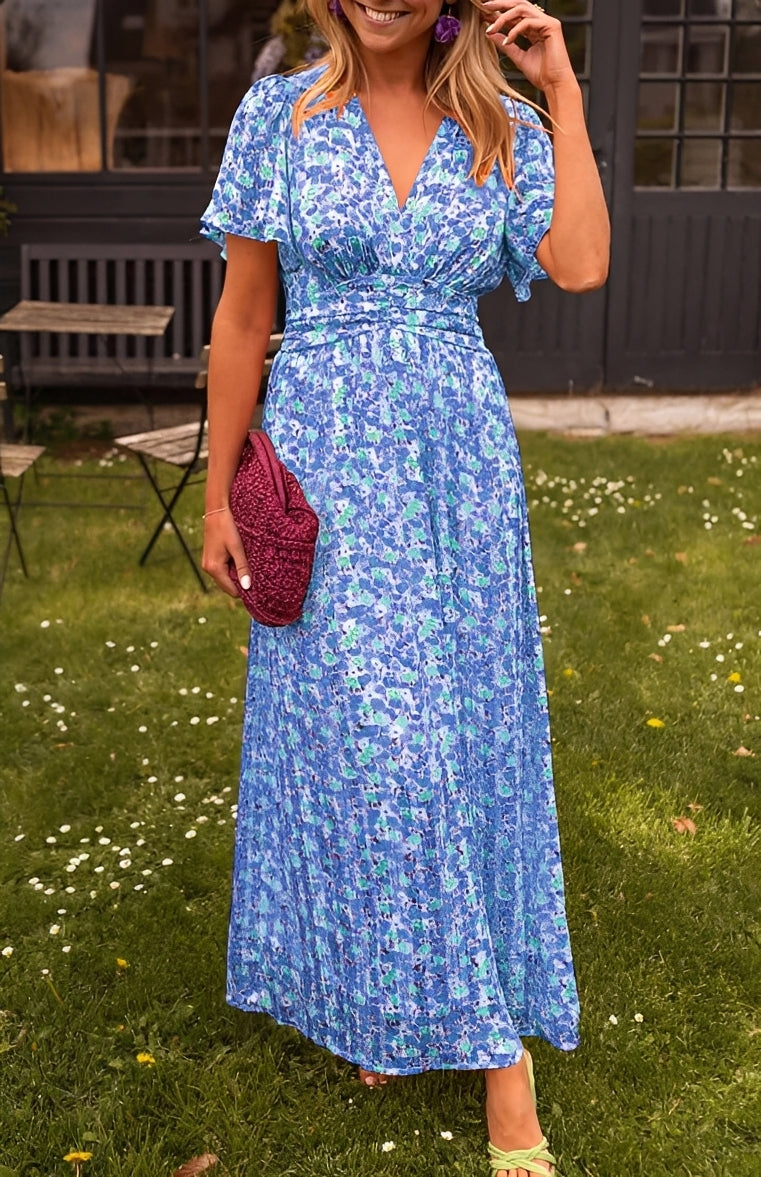 Damen Elegantes Langkleid V-Ausschnitt - Norvielle