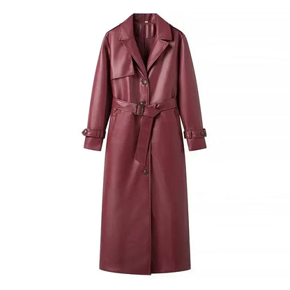 Damen Retro-Mantel Langer Gürtel