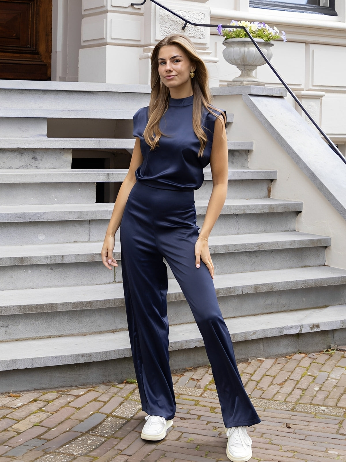Damen Rückenfreier Jumpsuit Weites Bein