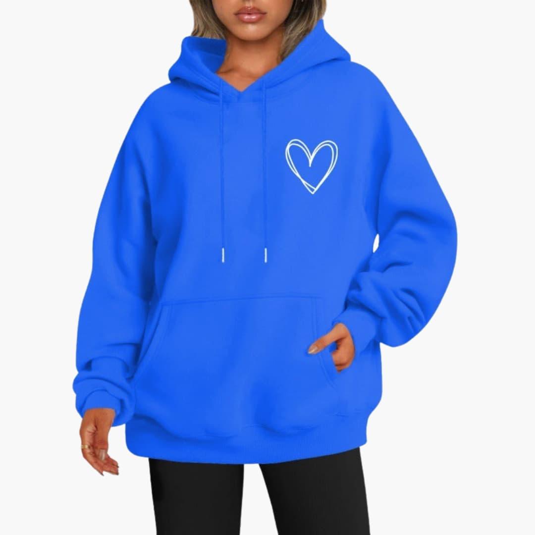 Damen Hoodie Kapuzenpullover Herzdruck