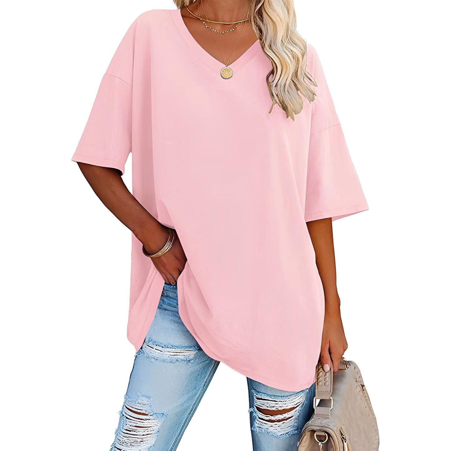 Damen V-Ausschnitt Shirt Lässig Leicht - Norvielle