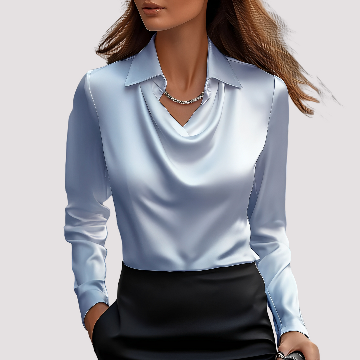 Elegante Damen Hemdbluse aus Seide Weiß