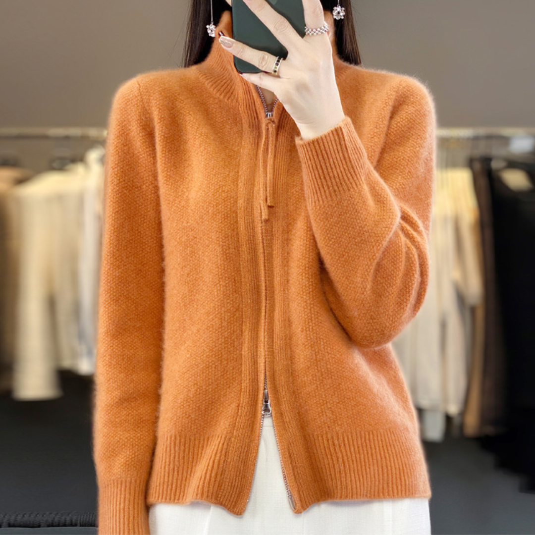 Norvielle Damen Strickjacke Reißverschluss Elegant