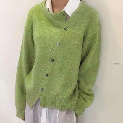 Norvielle Damen Pullover Asymmetrische Knöpfe