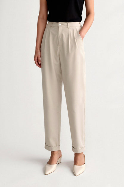 Damen Wide-Leg-Hose Hochtaillierter Bund Kleidhose