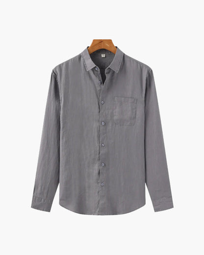 Herren Leinenhemd Langarm Leicht Beige