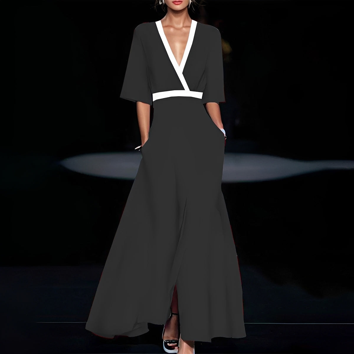 Damen Kurzarmkleid Stilvoll Sommerkleid