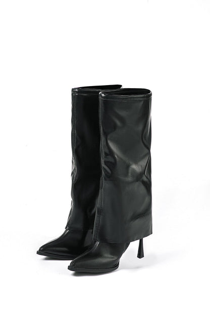Damen Designer-Stiefel Oversized-Look Schwarz - Norvielle