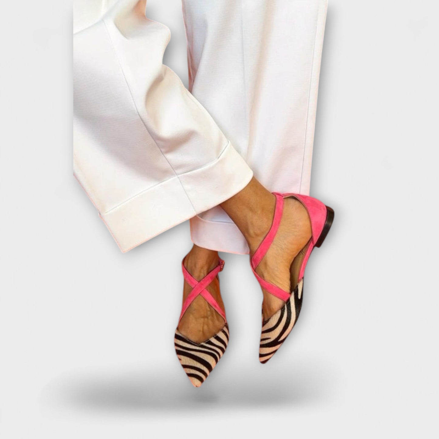 Zarella Damen Zebra Ballerinas Rosa - Norvielle