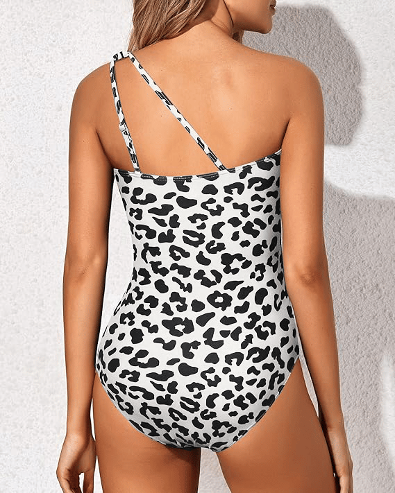 Damen Badeanzug Asymmetrisch Paisley One Shoulder