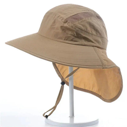 Damen Sonnenhut Nackenschutz Breite Krempe