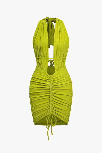 Maya Damen Minikleid Rückenfrei Raffung