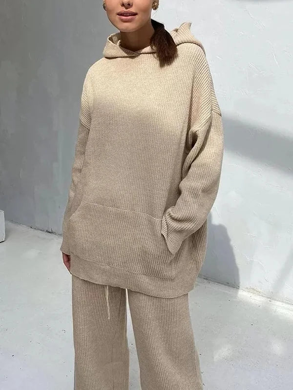 Damen Hoodie Set Gestreift Baumwolle