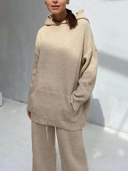 Damen Hoodie Set Gestreift Baumwolle
