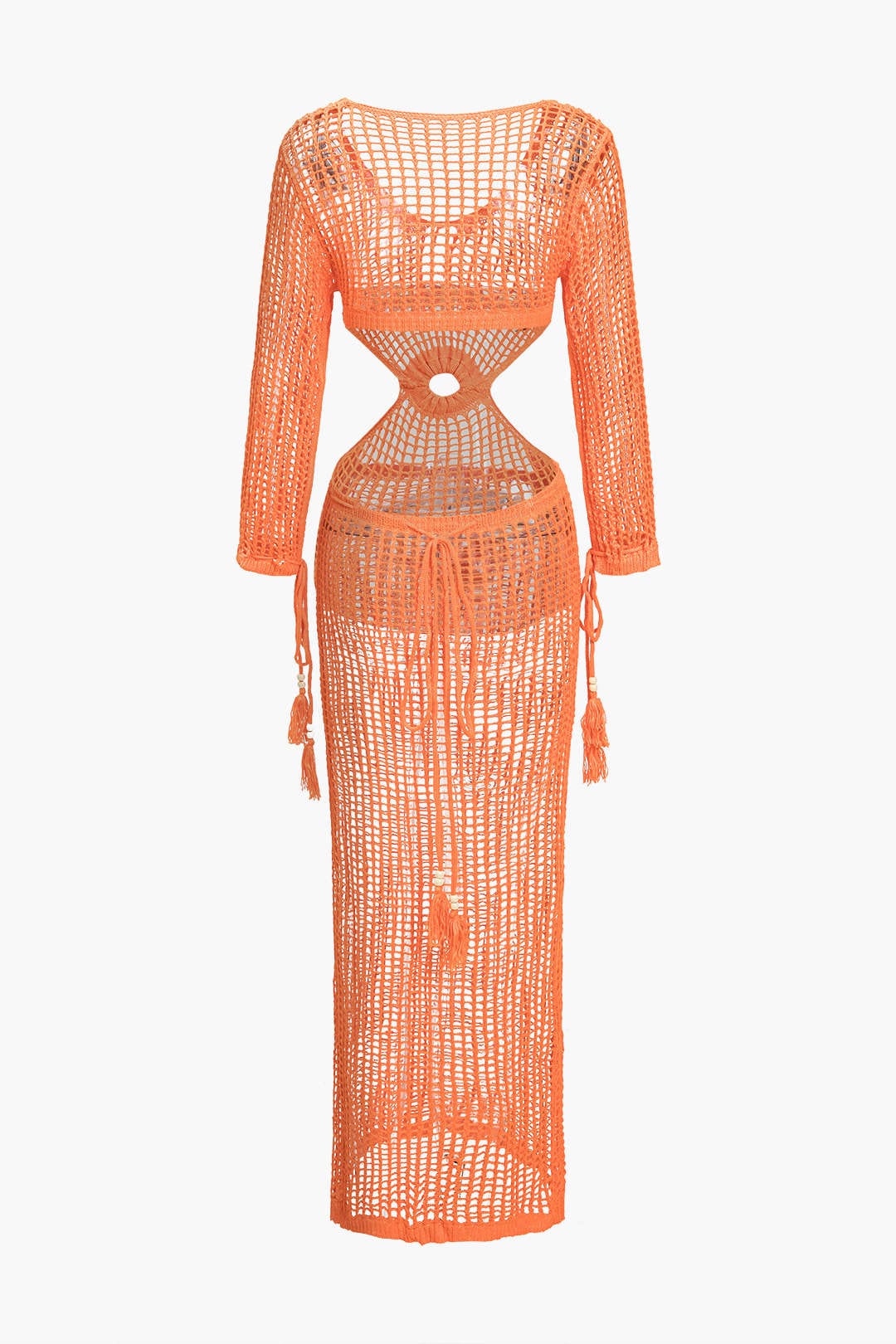 Damen Boho-Strandkleid Cut-Outs Sommerfarben