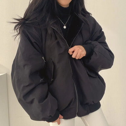 Damen Oversize Winterjacke Fleece-Innenfutter Kuschelig