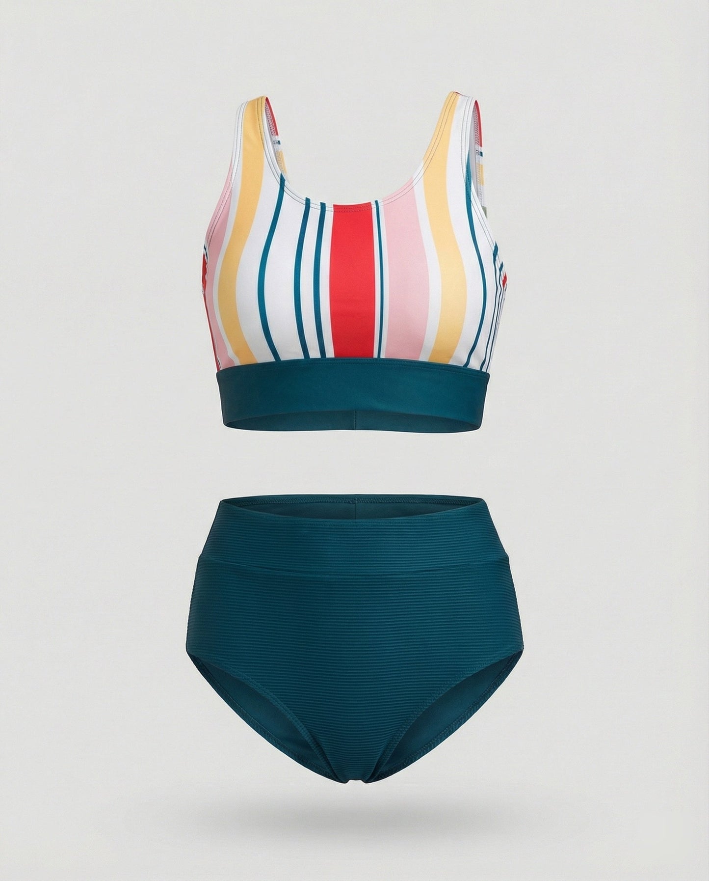 Norvielle Damen Bikini Set Streifen Reißverschluss