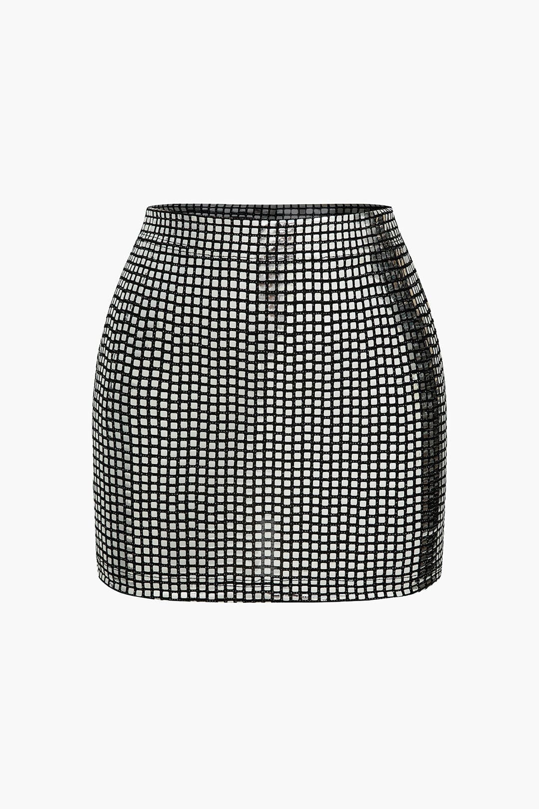 Damen Minirock Funkelndes Netz-Design Schwarz - Norvielle