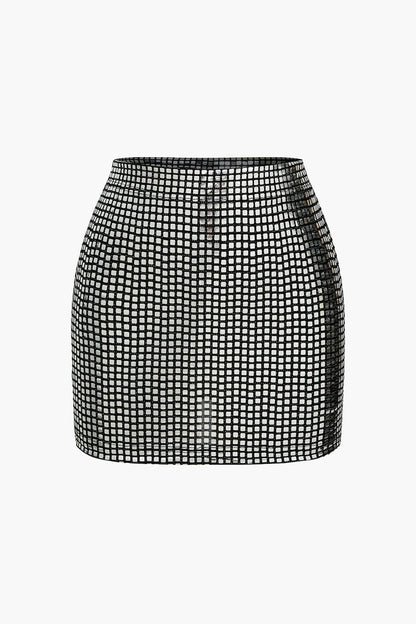 Damen Minirock Funkelndes Netz-Design Schwarz - Norvielle