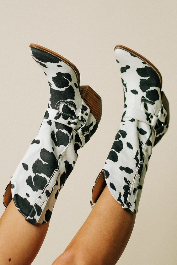 Damen Westernstiefel Kuhfellmuster