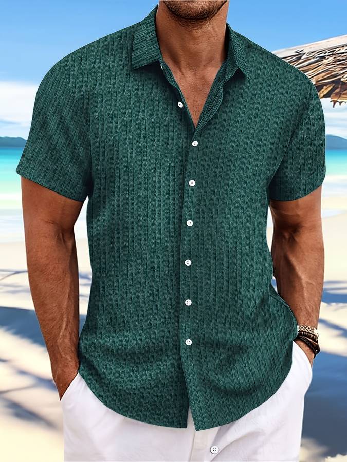 Owen Herren Kurzarm Hemd Gestreift Relaxed Fit Sommer
