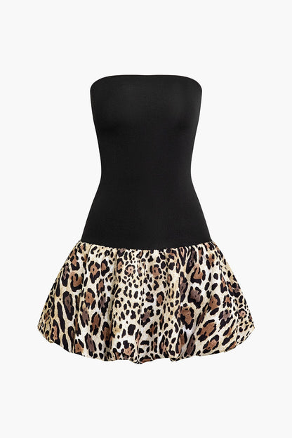 Damen Bandeau-Minikleid Leopardenmuster