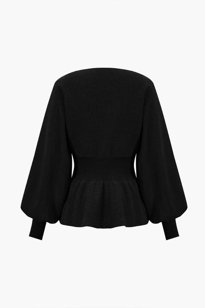 Damen Strick-Set Peplum- Bleistiftrock Elegantes Ensemble