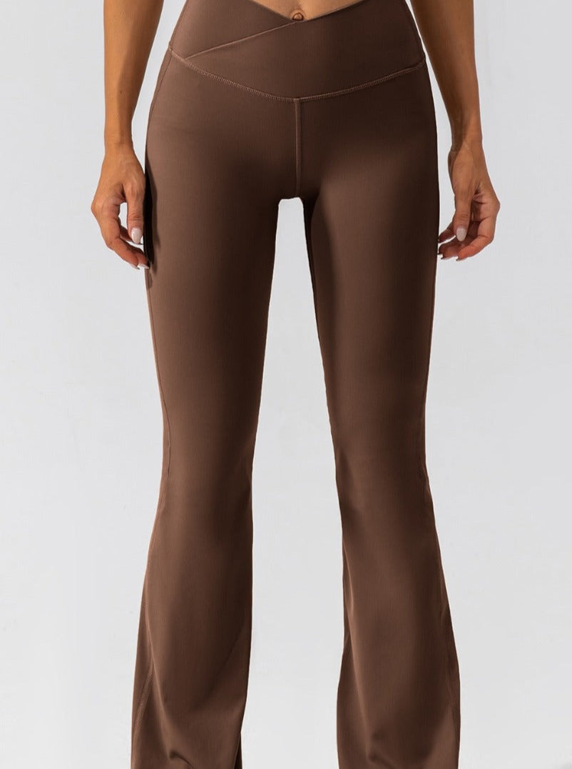 Damen High-Waist Flare Leggings mit Crossover-Bund - Norvielle