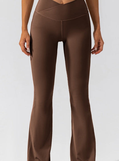 Damen High-Waist Flare Leggings mit Crossover-Bund - Norvielle