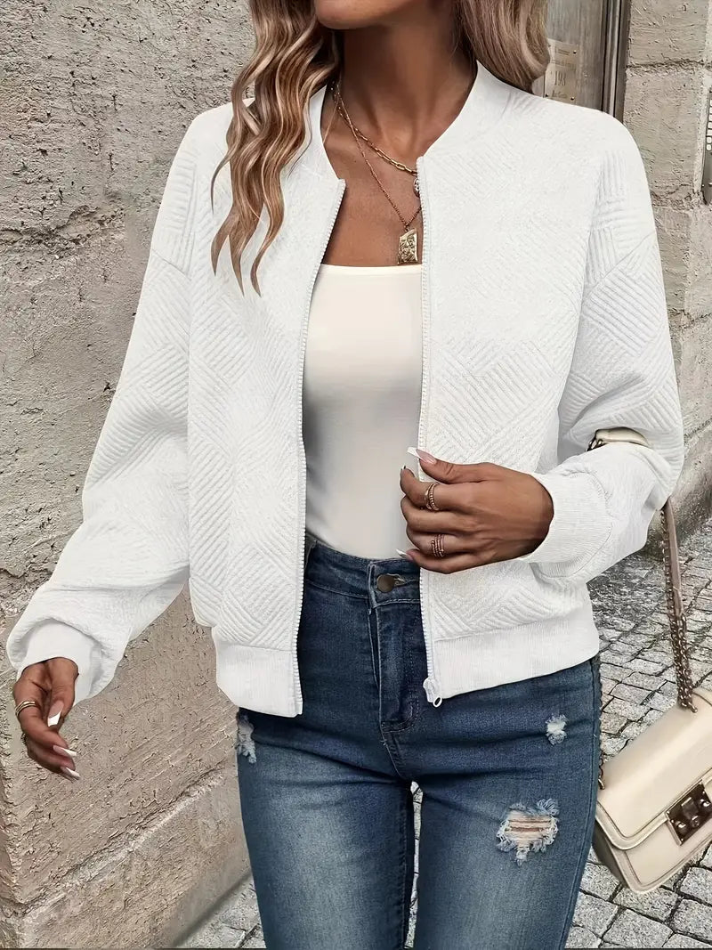 Damen Strickjacke Reißverschluss Struktur