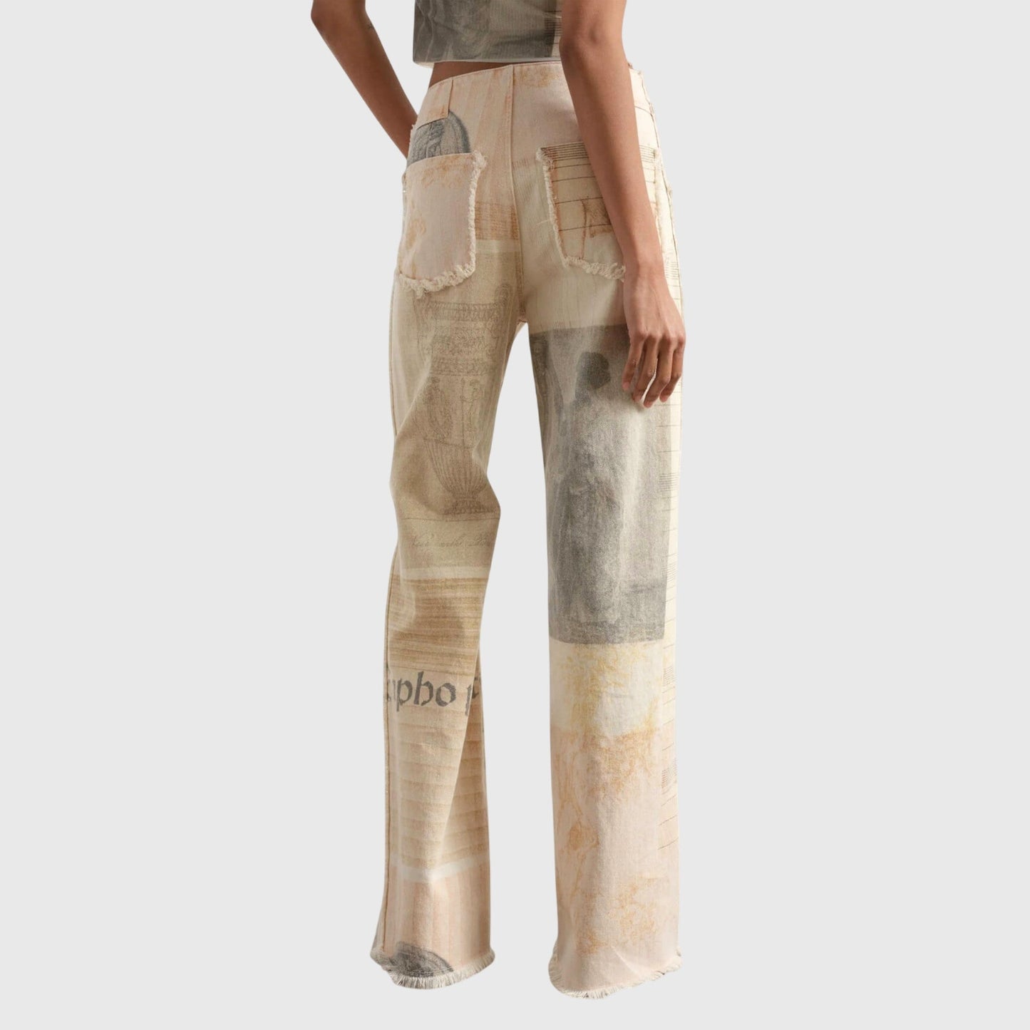 Damen Vintage-Jeans Hohe Taille Print