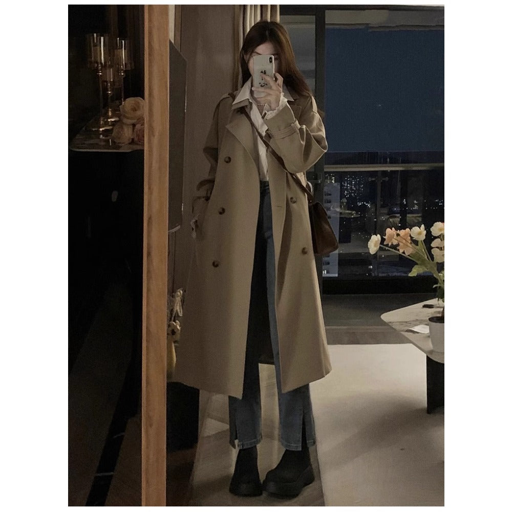 Damen Trenchcoat Doppelreihig Lang Clotilde