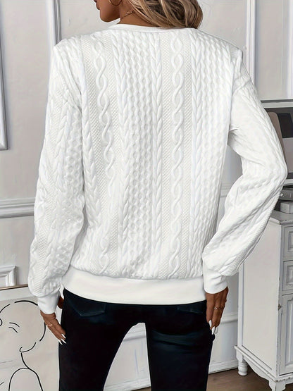 Texturierte Damen Quarter-Zip Pullover