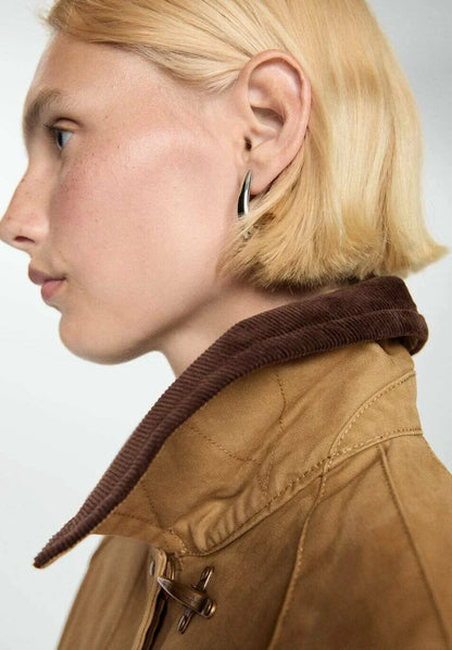 Damen Workwear Jacke Camel Cordkragen Toggle-Verschluss