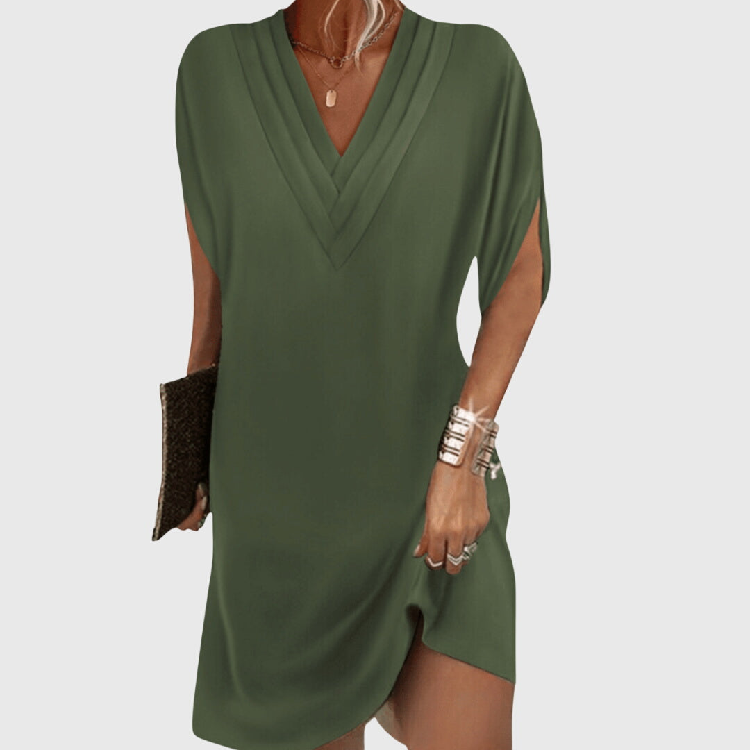 Damen V-Ausschnitt Mini Kleid Lockeres Design