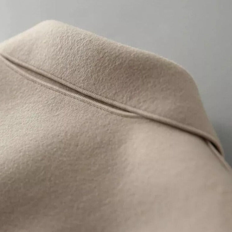 Damen Baumwolljacke Reverskragen Knopfverschluss Locker Fit Beige