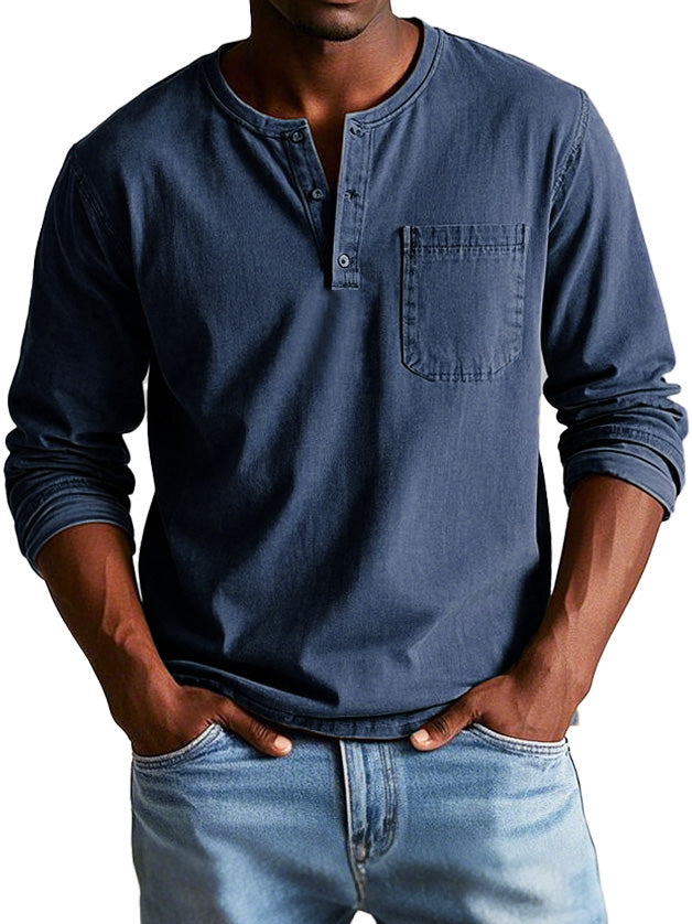Herren Langarmshirt aus BaumwolleVintage Optik Weiß