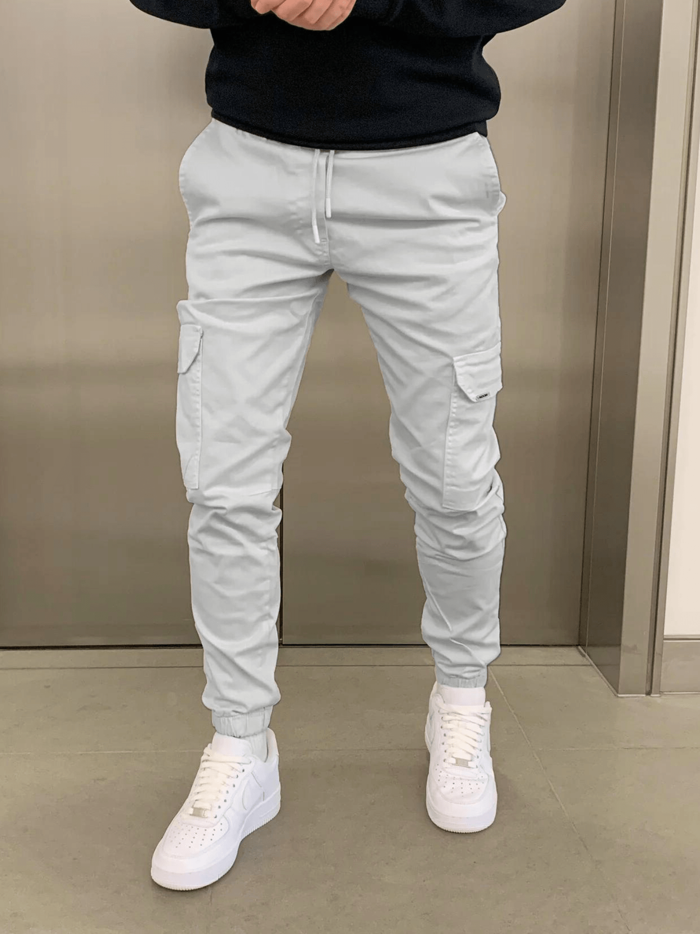 Herren Cargohose Jogger Stil Mit Bündchen