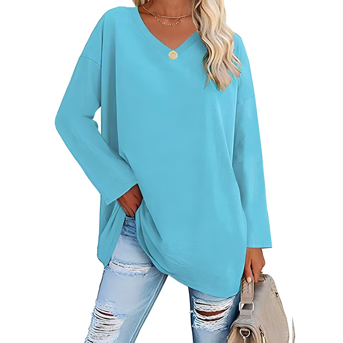 Damen Pullover V-Ausschnitt Lässig
