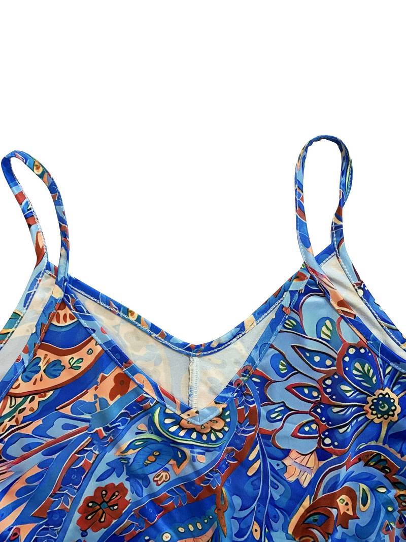 Ärmelloses Damen-Cami-Kleid Urlaubsstil