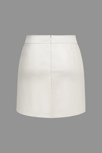 Kunstleder Minirock Damen Asymmetrisch