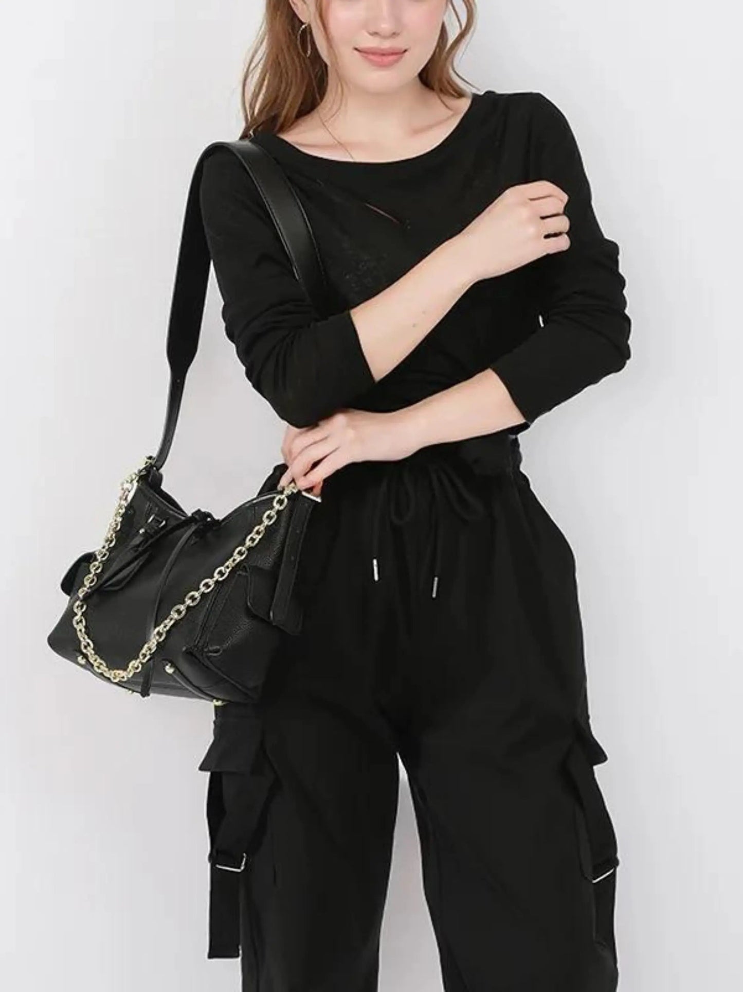 Leder Schoudertas mit Kettendetail