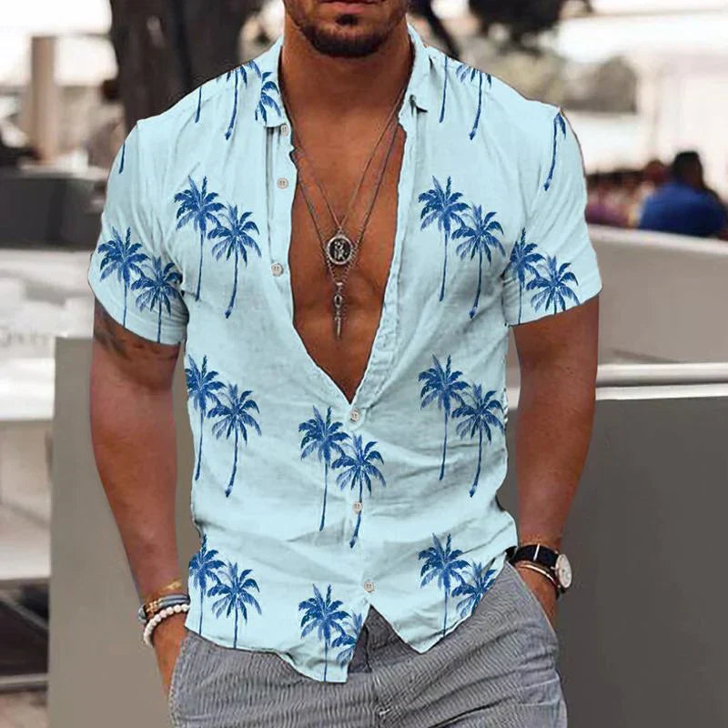 Zion Herren Hemd Palm Breeze Leicht Baumwolle Weiß